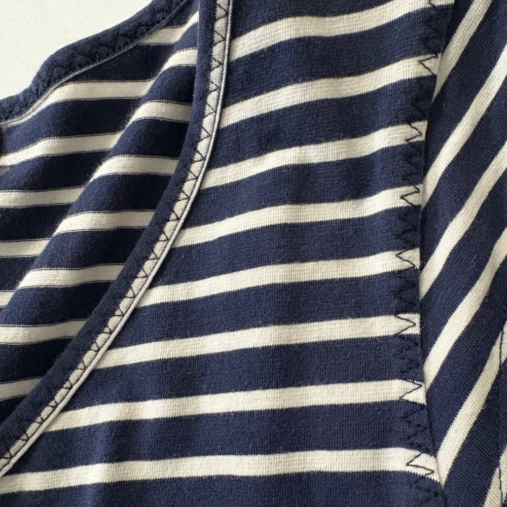 Toad&Co Organic Cotton Samba Muse Navy/White Striped Dress w Side Cinch, Pocket - Picture 13 of 13